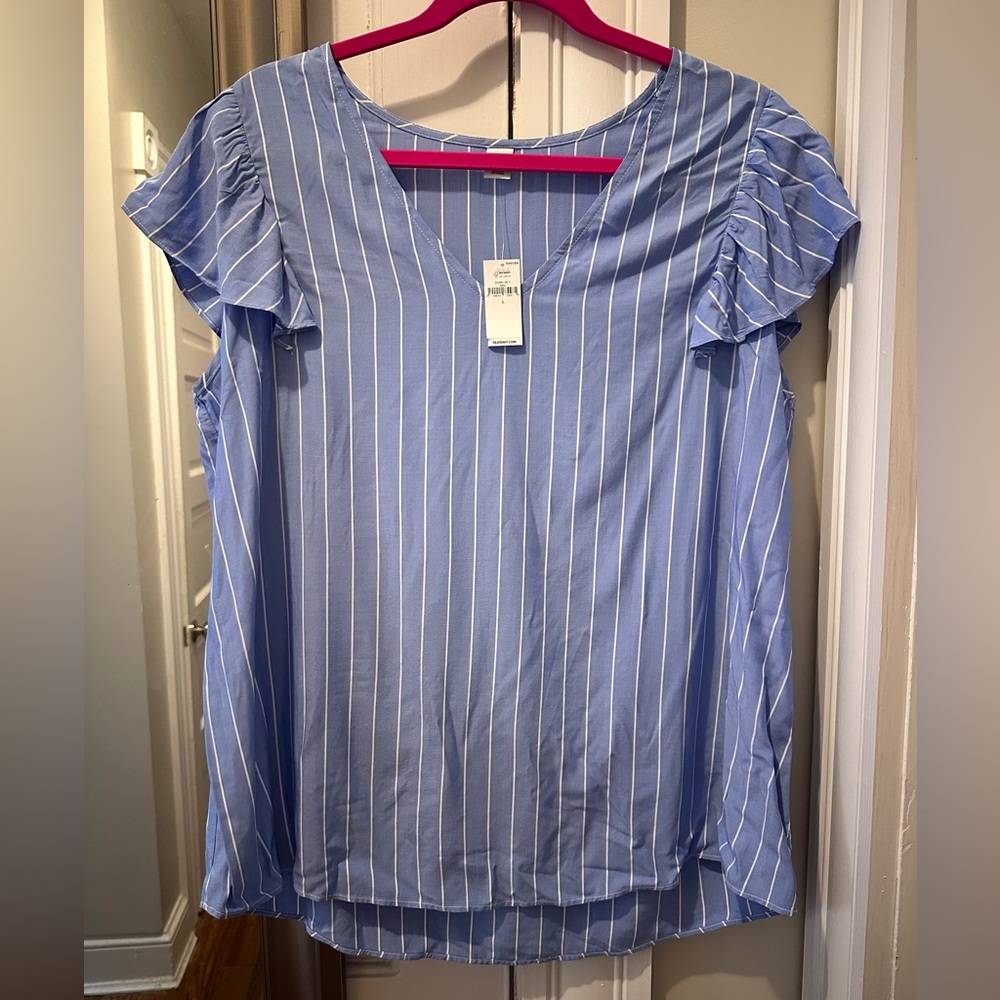 Old Navy Blue and White Striped Blouse